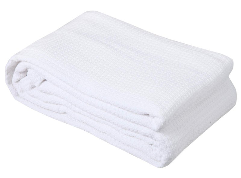 DOLLCENT 100% Cotton Queen Size Blanket for Bed, Premium Soft Combed Lightweight Blankets, Washed Breathable Cozy Bed Throw Blanket, White Queen Cotton Blankets for All Season: White (90"x90") - Image 2